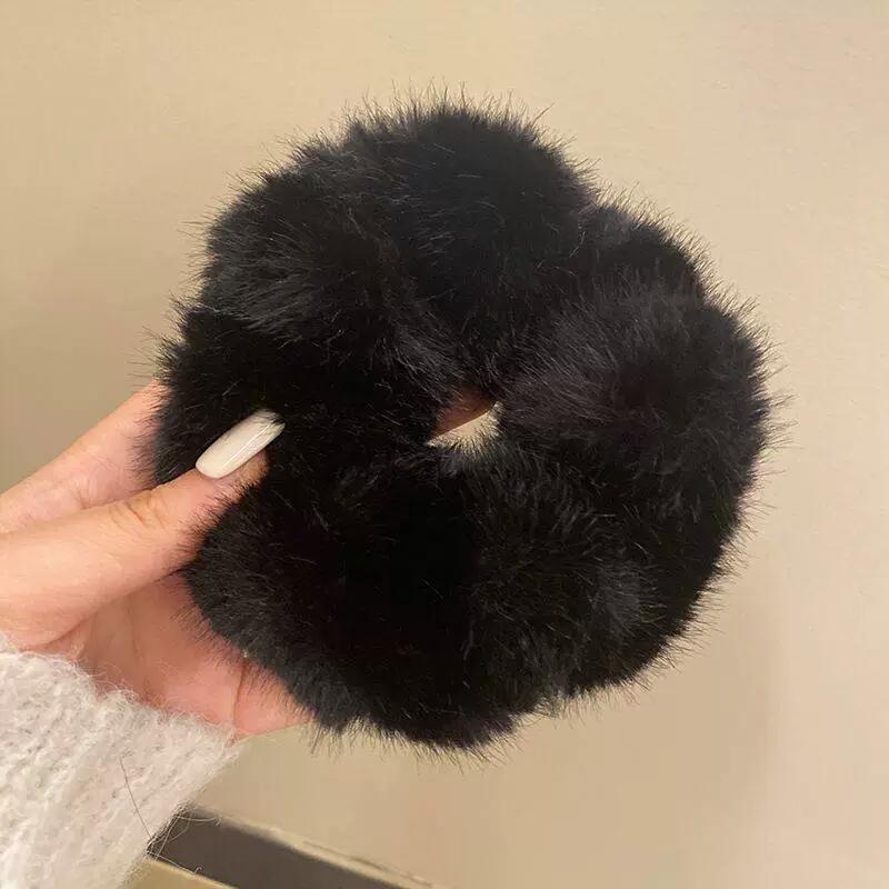 

1pcs Large Colic Hairband Retro Imitation Mink Plush Rope High-end Rubber Band Female Tie Hair Rope Headwear