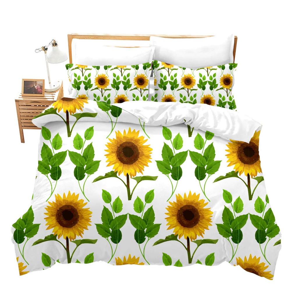Comforter Yellow Sunflower Queen Blossom Flowers Bedding Set Butterfly Floral Print Comforter Nature Theme Bedroom Decor