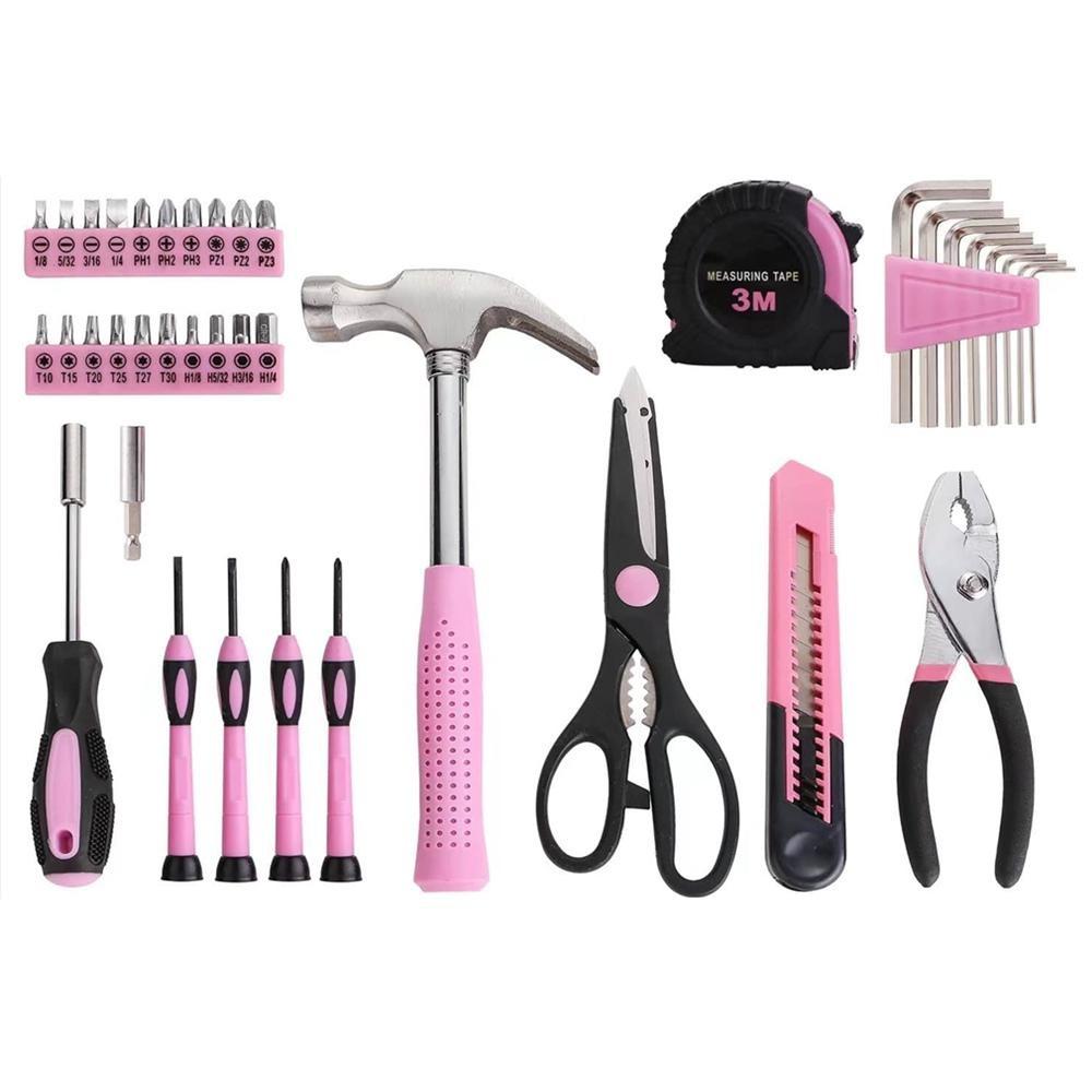 

39 шт./кор. базовый набор инструментов для дома с кейсом для хранения инструментов семейные нужды 39Pcs/Box розовый