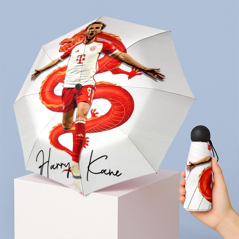 Harry Kane Pattern Printed Mini 5 Folds 8 Ribs Compact Umbrella Windproof Waterproof Lightweight Portable Folding