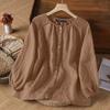 ZANZEA Women Casual Round Neck Solid Color Loose Long Sleeve Blouse