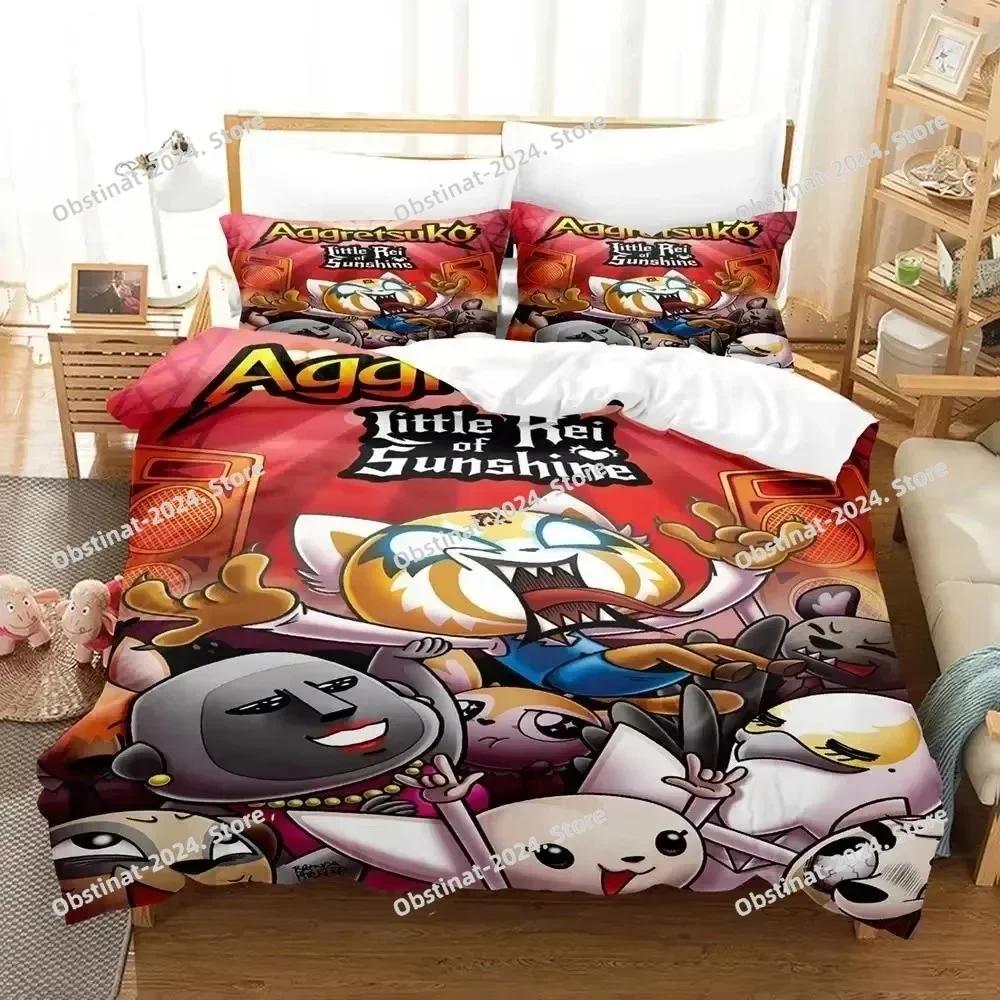 Top Anime Aggretsukos Bedding Set Printed single Comforter Quilt Bed Cover Duvet Cover Pillow Case 3 Pieces Sets Kids Adult Size