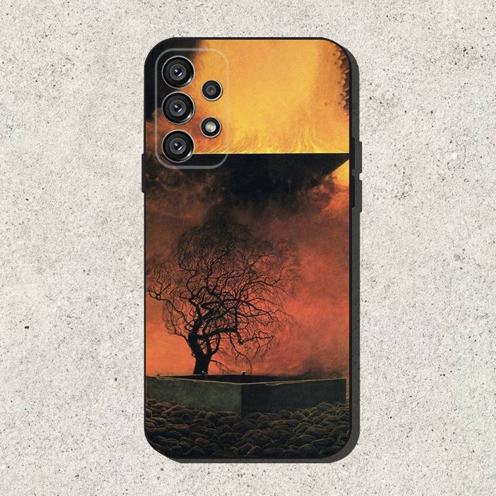 Zdzislaw Beksinski Kunst Handyhülle für Samsung S25, S24, S21, S22, S23, S30, Ultra, S20, Plus, Fe, Lite, Note, 10, 9, 5G Schwarze Hülle