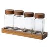 Glass Coffee & Tea Storage Jar Set with Wood Rack