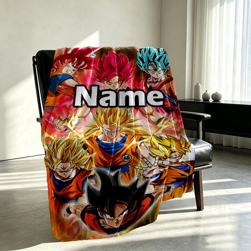 Custom Name Personalized Anime Print Blanket, Home Decor, Bedroom, Sofa, Camping, Couch, Gifts for Birthday Christmas