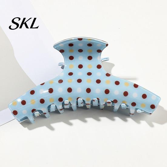 PVC Hair Claw, Back Head Strong Bite Force Clip, Dot Print Sturdy Claw Clip Large Anti-Slip Teeth Accessory for Daily Wear Long