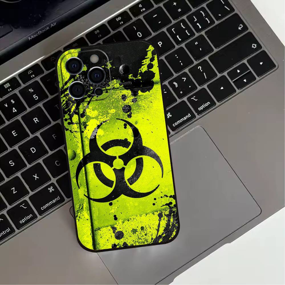 

Nuclear Radiation Danger Sign Phone Case For iPhone 17,16,15,14,13,12,11 Plus,Pro Max,XS,Soft Silicone Black Cover iPhone15pro