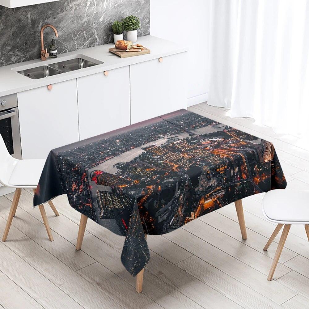 World Famous City Building Night View Tablecloth Party Restaurant Table Decoration Waterproof  New Home