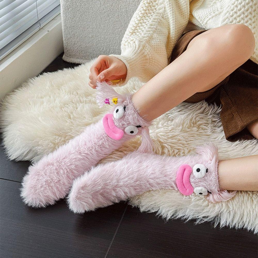 Cartoon Funny Tube Socks Plush Furry Plush Sock Cute Floor Stockings Women  Gifts