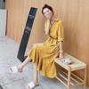 Shirt Chiffon Dress Summer Waist-Cinching Slimming Temperament Mature-Casual Style French Mid-Length Skirt Trendy