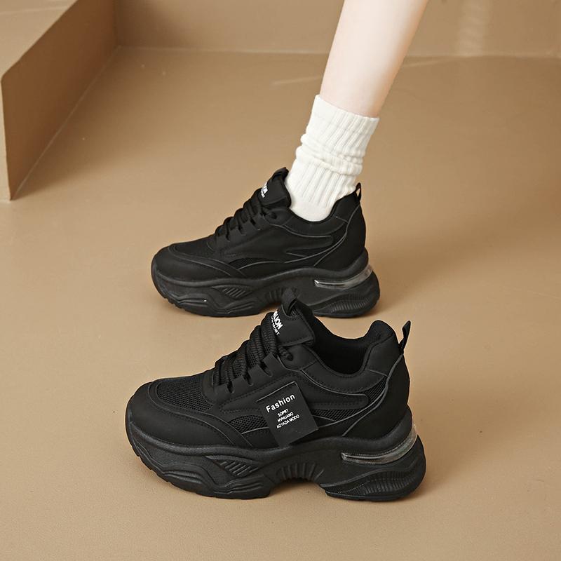 Fashion CRLAYDK Chunky Mid Top Sneakers for Women Height Incrase Wedge Air Cushion Casual Platform Tennis Walking Mesh Trainer Shoes