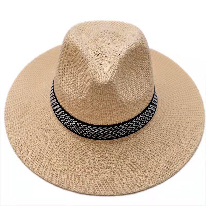 Spring and Summer Outdoor Men's Sunscreen Bamboo Braided Big Edge Hat Sun Hat Beach Hat Men's Straw Hat Western Cowboy Hat Gift