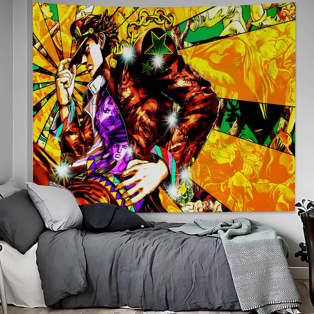 Anime JoJos Bizarre Adventure Tapiz de Pared Grande Impreso Decoración de Pared de Buda Indio Brujería Bohemia Hippie Arte de Pared