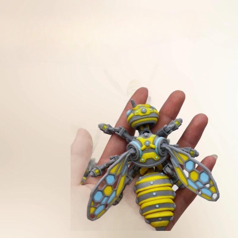 10/14.5cm 3D Printer Insect Bee Figure Model Movable Joints Simulation Mechanical Big Yellow Bee Toys Desktops Decorations Gifts