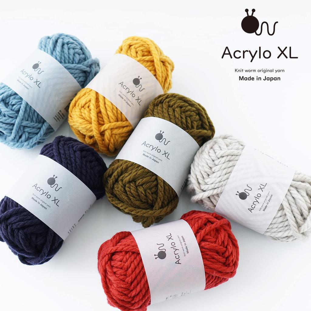 Raw wool yarn 8 balls Knitworm AcryloXL Acrylo Extra Thick Extra Thick 50g All colors set (approx. 27m)