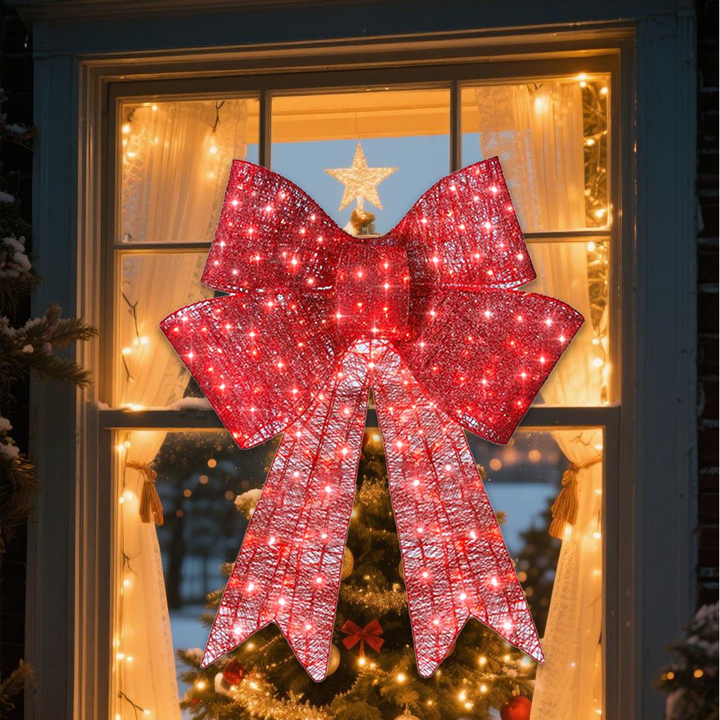 Christmas Glowing Bow LED Lights Large Christmas Bows Lit Bow Illuminate Yard Decoration Outdoor Decorations Yard