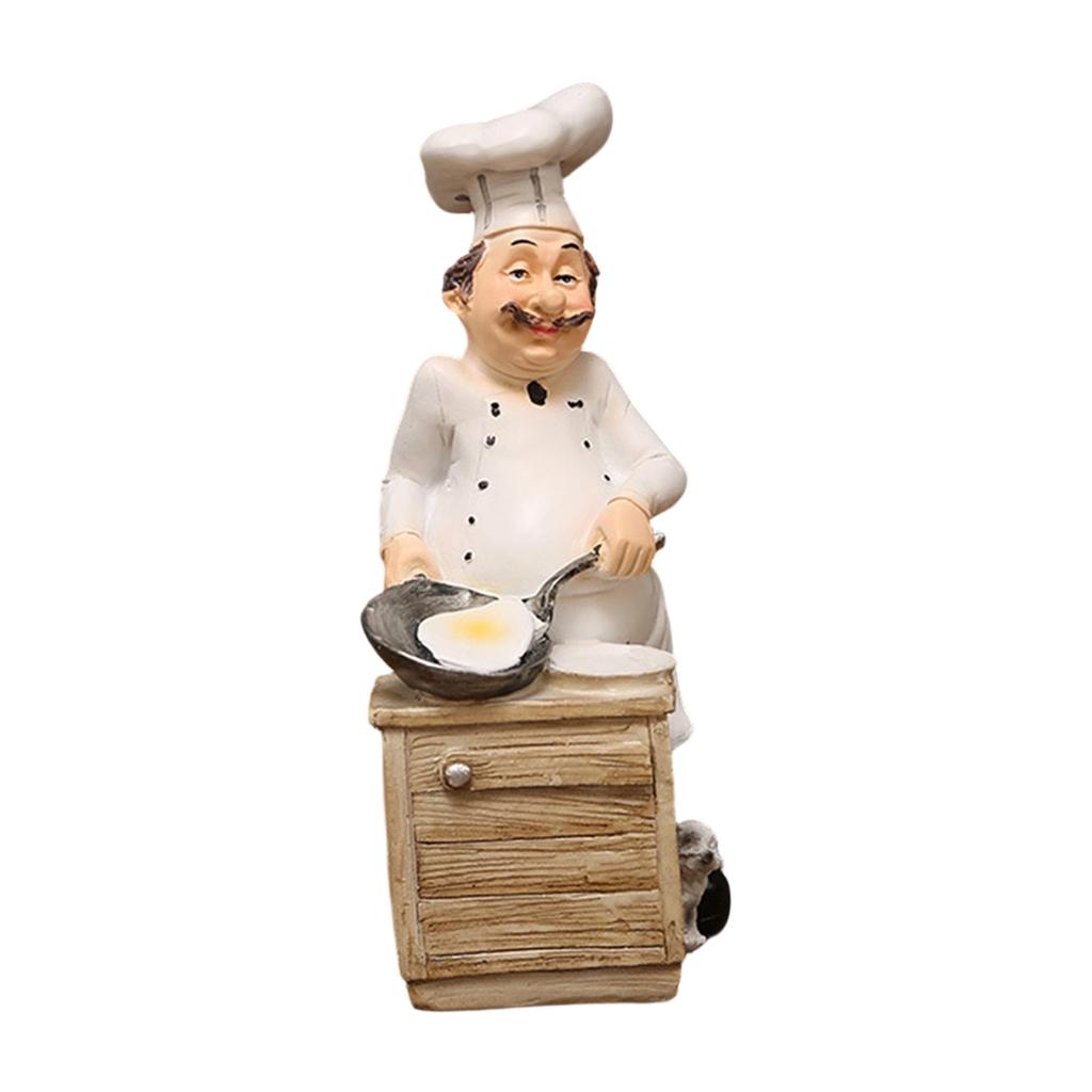 Detailed Cook Sculpture Home Decoration Piece Funny Chefs Resin Statue Miniature For Kitchen Countertops And Shelf Decors