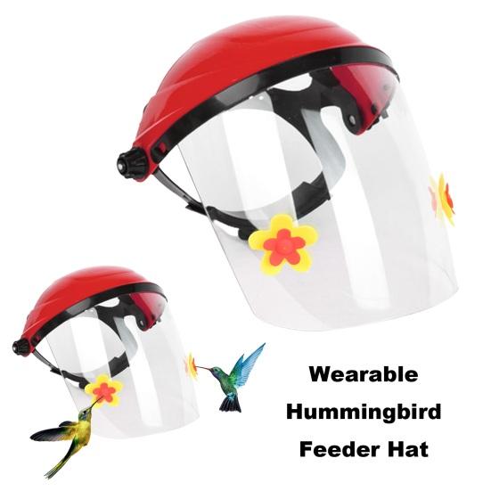 Hummingbird Feeder Hat Wearable Bird Feeder Hummingbird Face Cushion Feeder Wild Bird Feeder Helmet for Garden Patio Yard