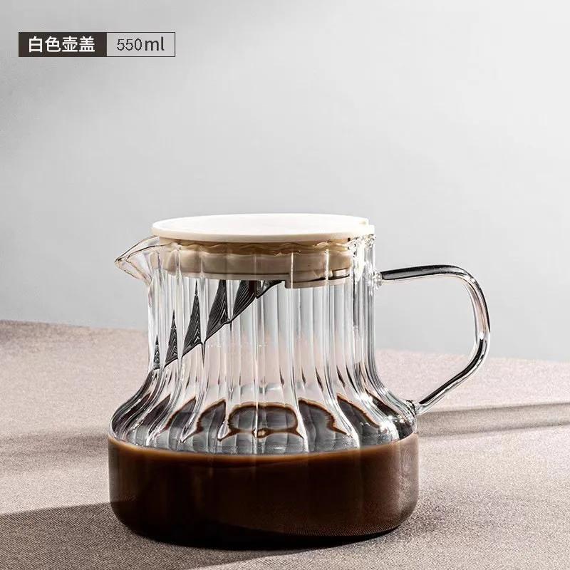 Creative Glass Coffee Pot Tea Set With Vertical Pattern High Borosilicate Glass Teapot Kettle Japanese Teapot for Tea In a Cup