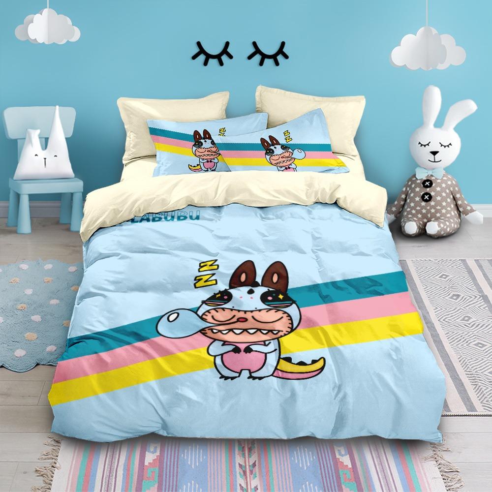 Cute Rabu Cloth Quilt Cover Pillow Case Cartoon Bedding Set 2/3pcs Single Double Bed Bedroom Decoration, Boy Girl Gift