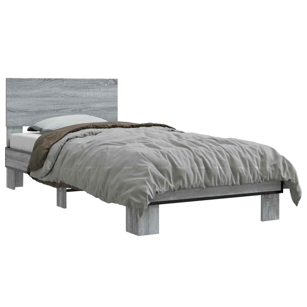 Bed Frame with Headboard Grey Sonoma 80 x 200 cm Engineered Wood