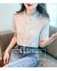 Summer 2024 Women's Stand-up Collar Retro Jacquard Cotton Shirt