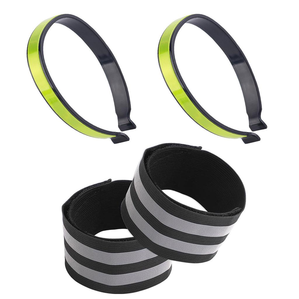 4pcs Reflective Bicycles Wide Pant Clip Sports Running Waist Ankle Belt Cycling Accessories