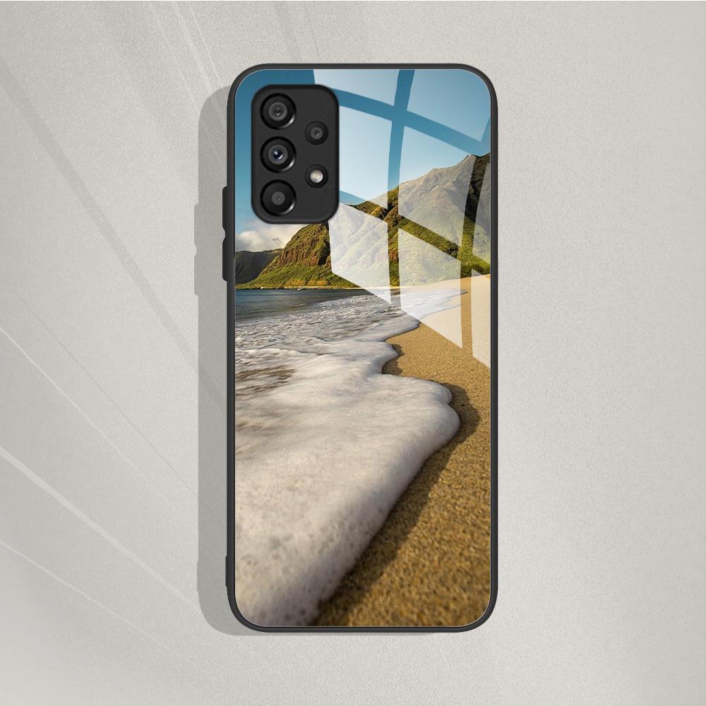 Case For Samsung Galaxy A72 Painted Tempered Glass Phone Cover For Samsung A72 A 72 5G A726B A725F Cases Silicone Bumper Coque