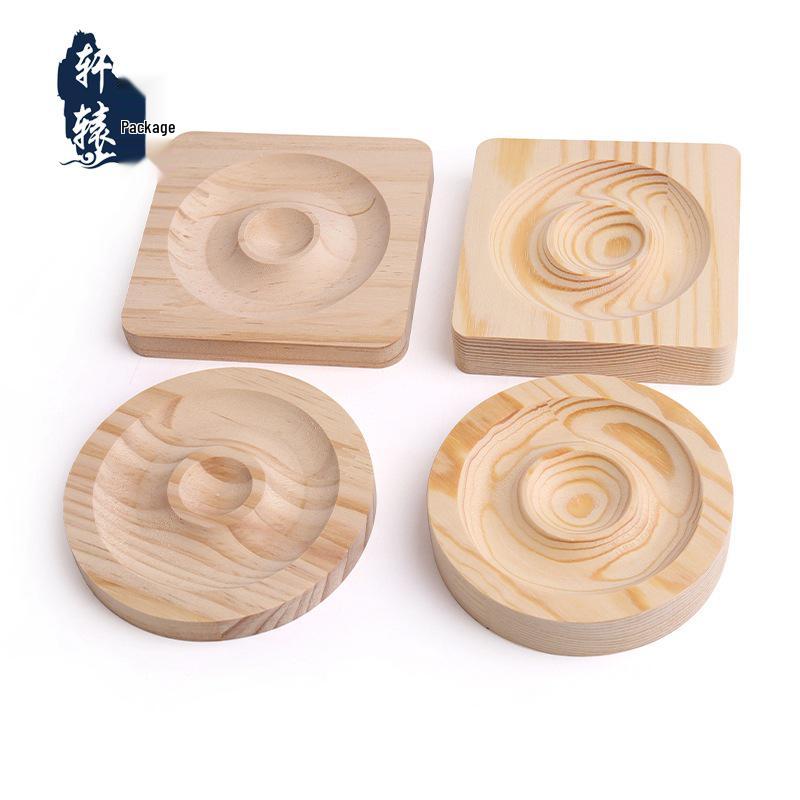 Round Natural Wood Jewelry Display Stand for Bracelets, Geometric Shape Square Tray
