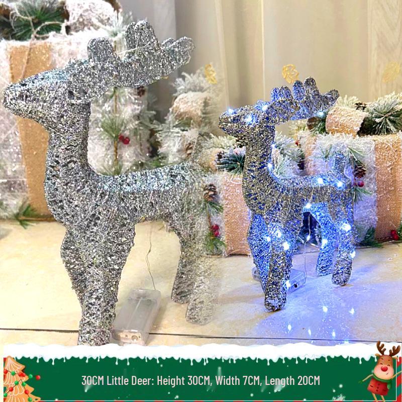 Large Luminous Wrought Iron Reindeer & Christmas Tree Ornaments for Hotel, Mall, or Garden Displays