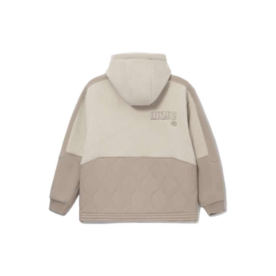 Li Ning Training Series Logo Embroidered Spliced Hooded Zip Jacket Men Jacket Beige AWDRC01-2