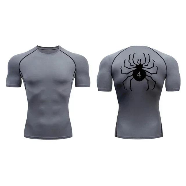 Anime Hunter x Hunter GYM Compression Tshirts Running Fitness Tight Sportswear Short Sleeve Summer Breathable Sport Spider Top
