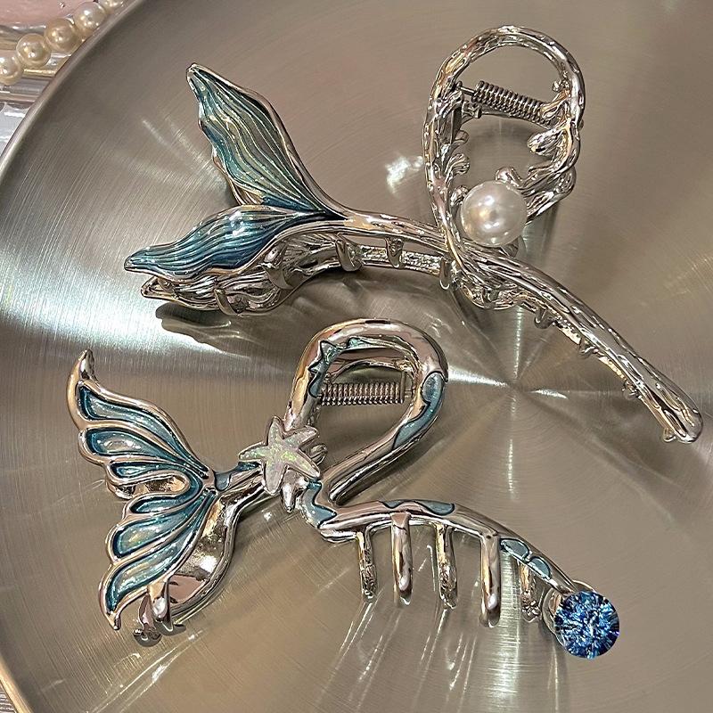 Metal Irregular Color Plata Estrella de Mar Pinzas de Tiburón Pasadores Para Mujeres Retro Pinza de Garra Grande Pasadores Tocado Accesorios para el Cabello Joyería
