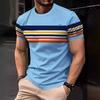 26. New Popular Casual and Comfortable Short-sleeve T-shirt, 3D Printing Technology, Suitable for Layering and Outerwear, Loose Striped Short-sleeve 