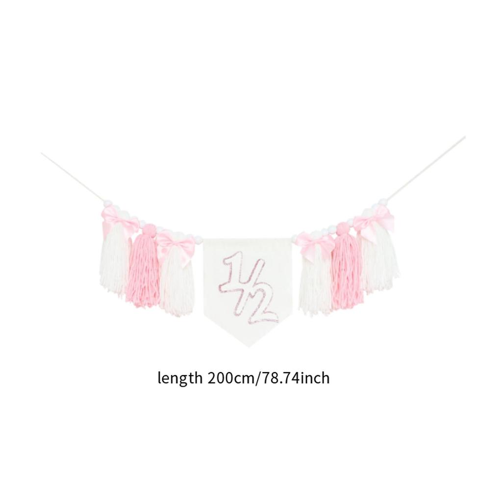 Boho 1st Birthday Party Decoration Banner Photo Prop for Girl Baby Shower Pink Wall Hangings Decorative for Kids Bedroom Gift