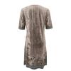 Women's Button Decoration O Neck Dress Ladies  Vintage Floral Print Short Sleeve Long Dress
