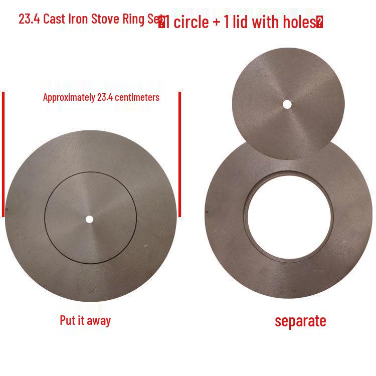 Cast Iron Firewood Stove Ring & Lid: Thickened Rustic Pot and Fire Pit Accessories
