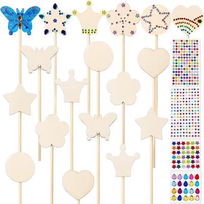 Children's Handmade Wooden Fairy Wand - DIY Christmas Princess Magic Wand with Educational Hand Drawing Wood Chips.