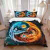 3pcs The Dance of Fire and Ice Dragons Printed Quilt Set - Includes 1 Quilt Cover and 2 Pillowcases, Machine Washable - Suitable for All Seasons.