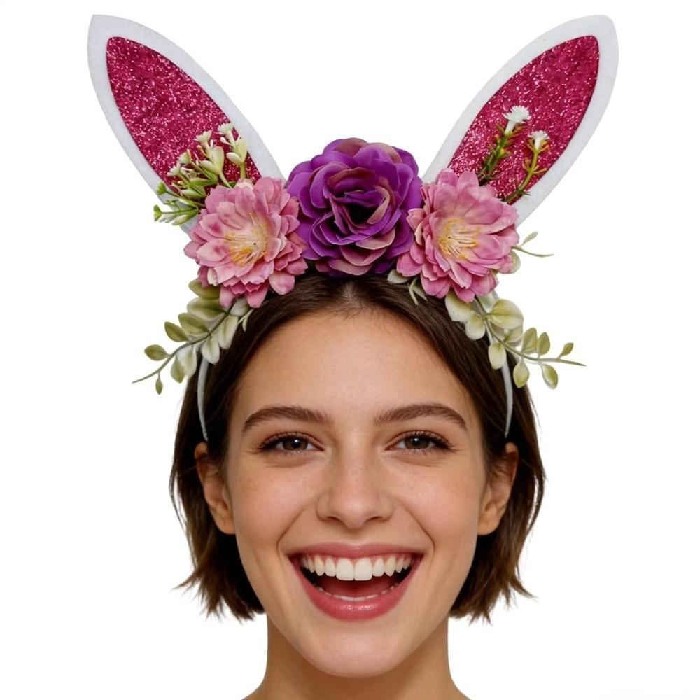 Colorful Rabbit Ears Headbands Non-slip Happy Easter Headdress Cosplay Headbands  Party Supplies