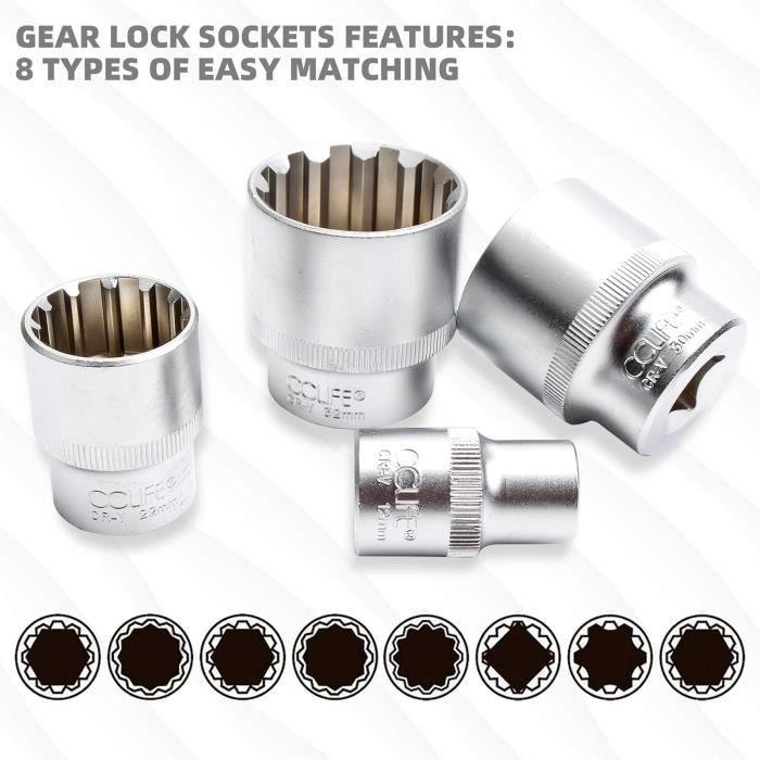 Female Torx Socket Set - CCLIFE - 19pcs - Chrome-Vanadium Steel - Sizes 8mm To 32mm - 6 and 12 Point