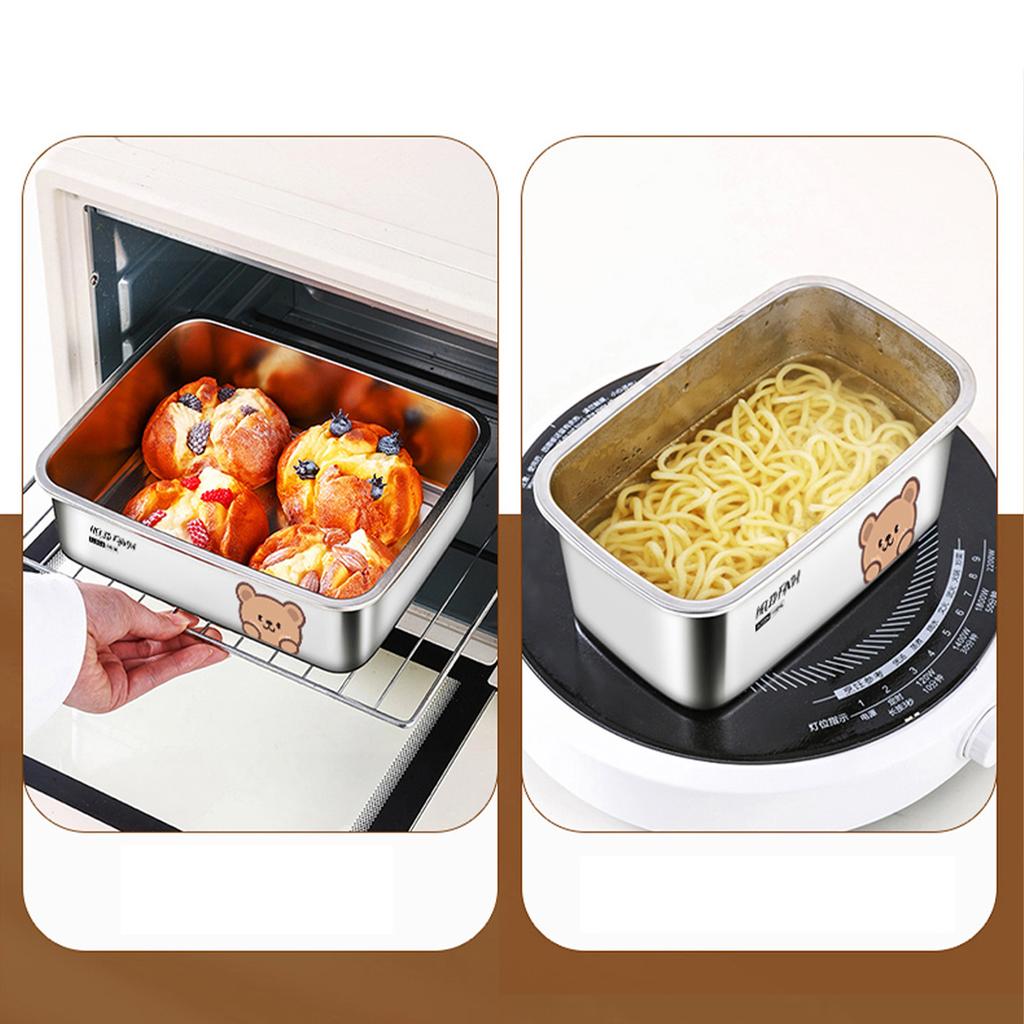 304 Stainless Steel Food Container Portable Large Capacity Lunch Box For Students Heatable Refrigerator Sealed Fresh-Keeping Box