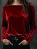 Spring 2026 Elegant Velvet Round Neck Women's Top