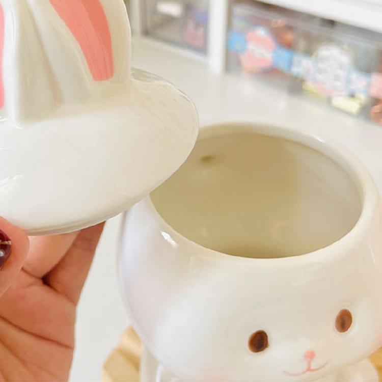Holiday Themed Rabbit Designs Coffee Cup With Cover 350ml Capacity Drinking Mug Great For Home Or Office