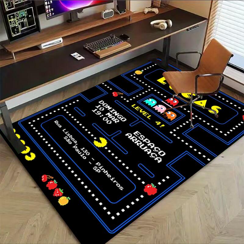 1pc Pacman Adventure Carpet for Playroom Bedroom Living Room Sofa Home Decor,kids Game Area Rug Non-slip Floor Mat Y730139