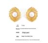 Women's Geometric Thread Inlaid Imitation Pearl Earrings, Titanium Steel, 18K Gold-Plated, Chic Braided Texture.