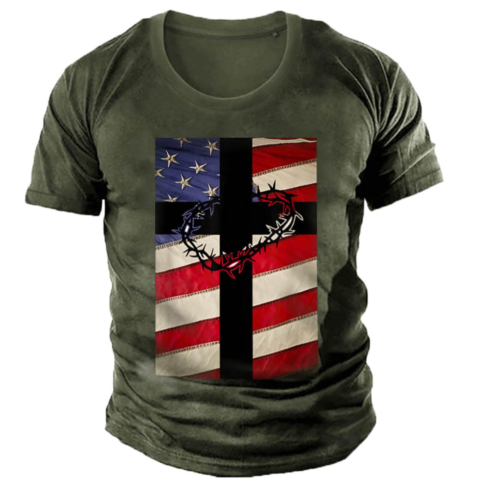 

Мужская повседневная футболка с круглым вырезом и коротким рукавом с гладильным принтом и свободным пуловером XL зелёный