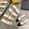 Office Ladies Summer Autumn Large Size Non-slip Baotou Slippers Women's Spring Solid Color Low Heel Rhinestones Single Shoes