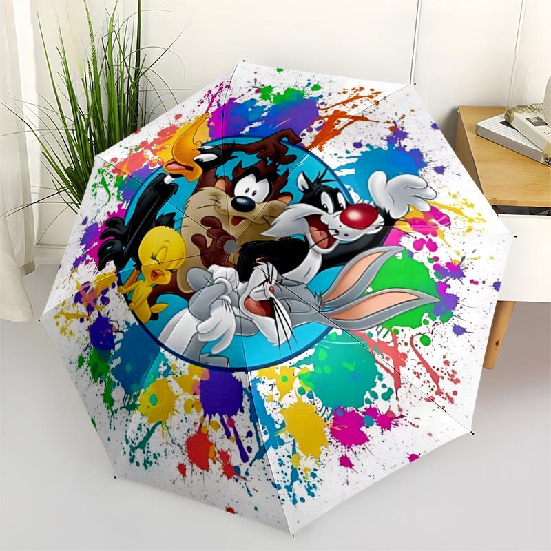 1pc Looney Tunes Umbrella - Automatic Open Compact Travel Umbrella with 84-Rib Durable Frame yy251021127