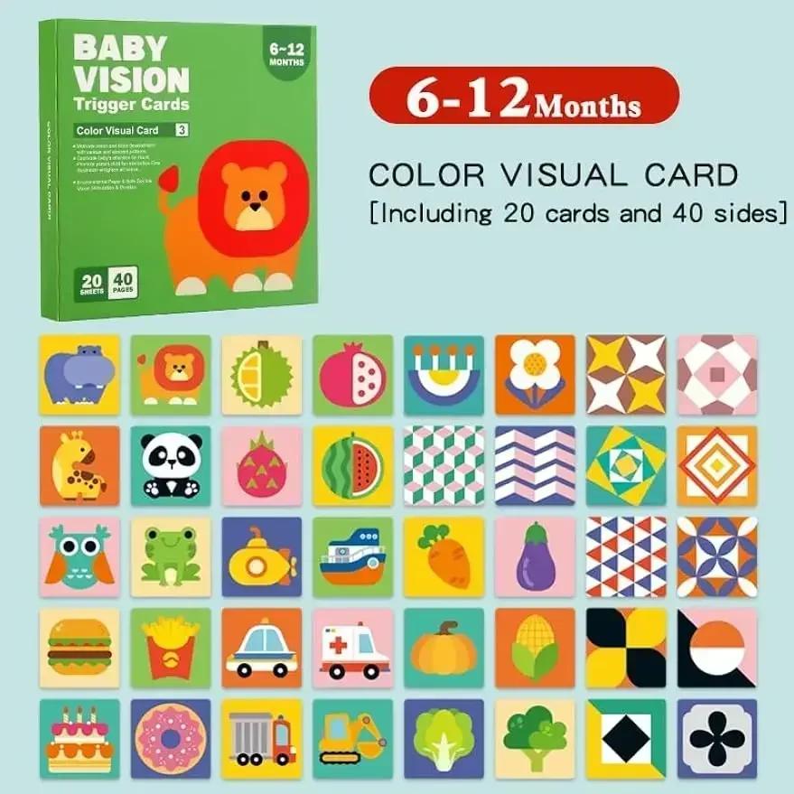 Non-Toxic 0-36M Baby Vision Stimulation Card Early Education Toy Newborn Visual Learning Book Black And White Contrast Card Montessori Toy